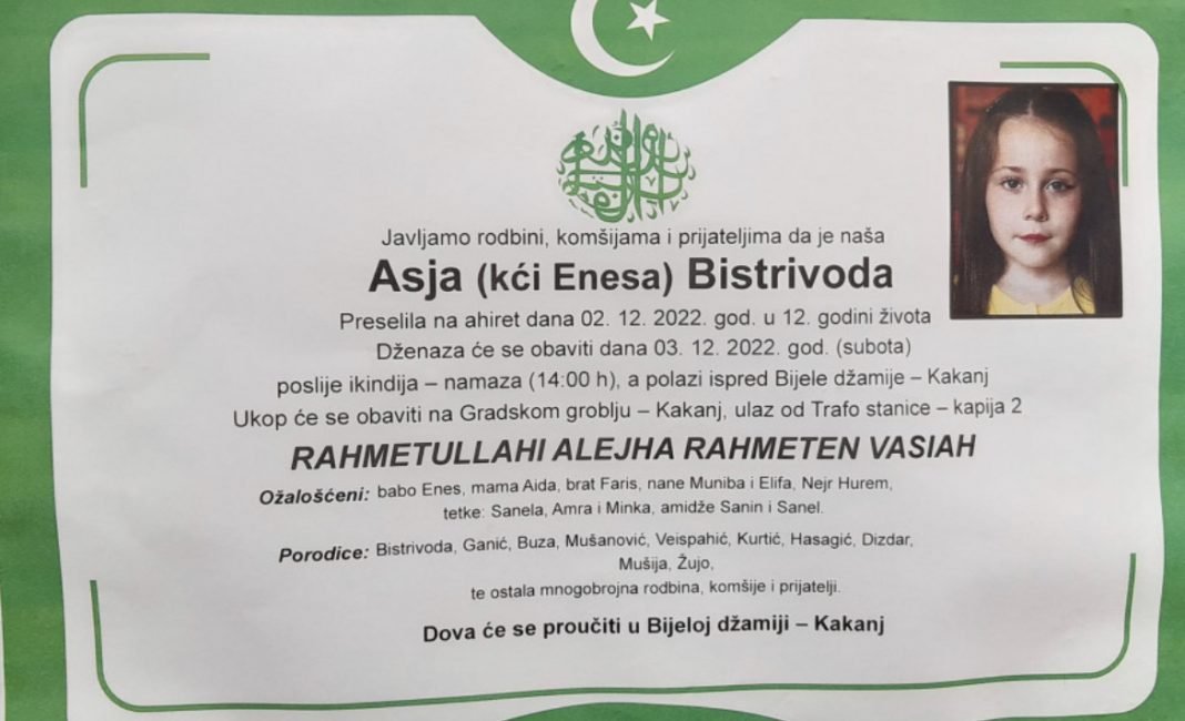 Tuga u Kaknju: Preminula dvanaestogodišnja djevojčica